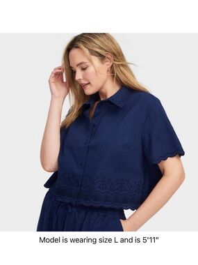 Roller Rabbit (2 piece) Navy Scalloped Button-Front Shirt and pant!